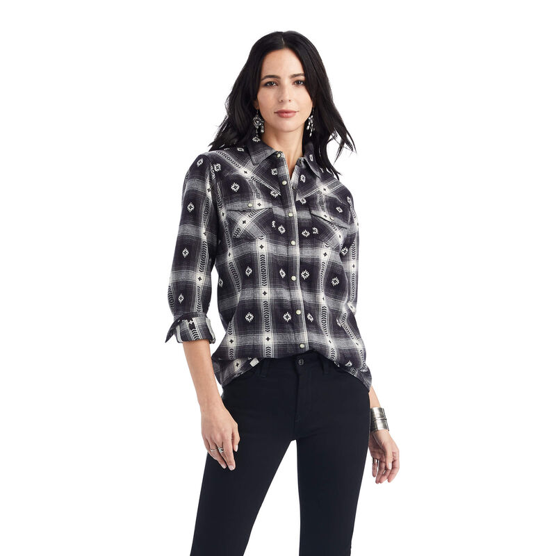 Ariat Hemden Damen - Real Thunderstorm Schwarz/Grau ( AZLGJ-9567 )